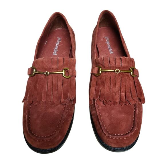 Jeffrey Campbell Red Suede Leather Snaffle Bit Tassel Loafers NEW 7 1/2 - Picture 2 of 5